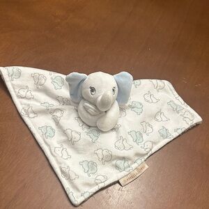 Charming Elephant Security Blanket - White and Light Blue
